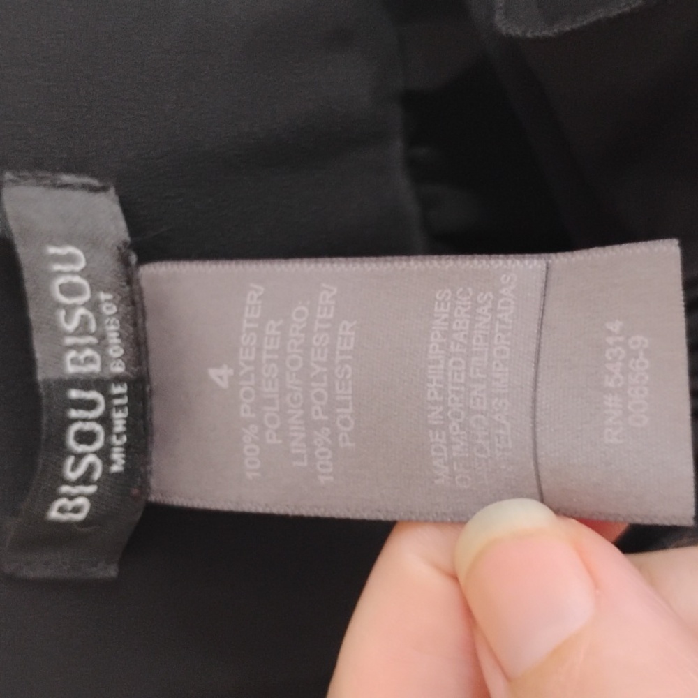 Bisou Bisou | Black Ruffled Asymmetrical Sleeveless Dress | 4 | EUC - Picture 5 of 5